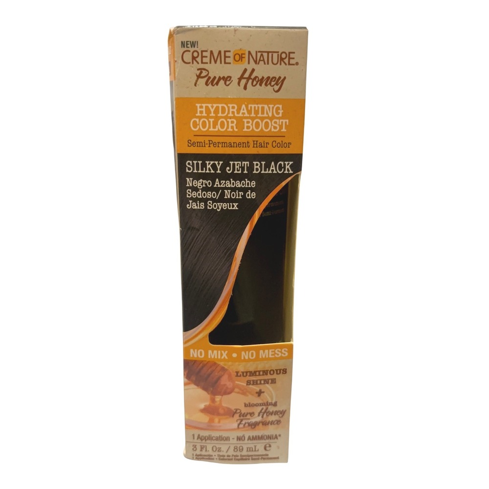 Creme of Nature Pure Honey Hydrating Color Boost Silky Jet Black Hair Color 3oz